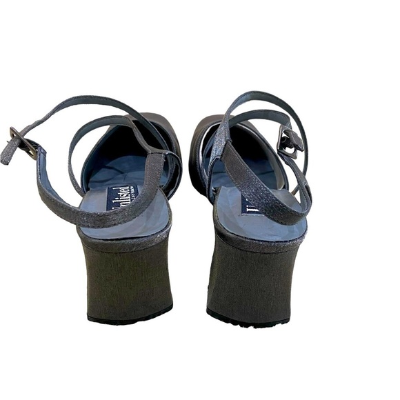 Unlisted Kenneth Cole cross my heart pewter fabric round toe block heel size 8.5 - Picture 7 of 11